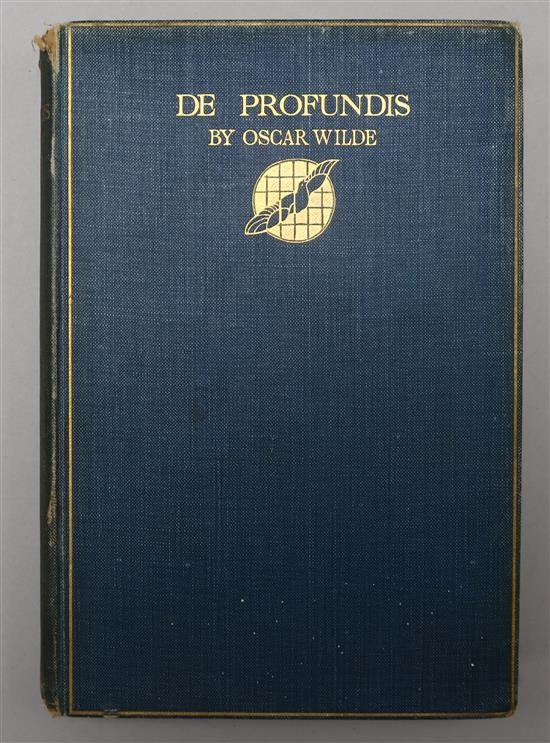 Wilde, Oscar - De Profundis, 1st edition, 8vo, blue buckram, pages damp stained at top right corner through